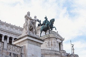 Fototapeta na wymiar Equestrian statue of Victor Emmanuel II in a Piazza Venezia in Rome