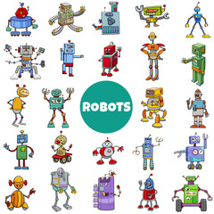 cartoon robots and androids characters big set