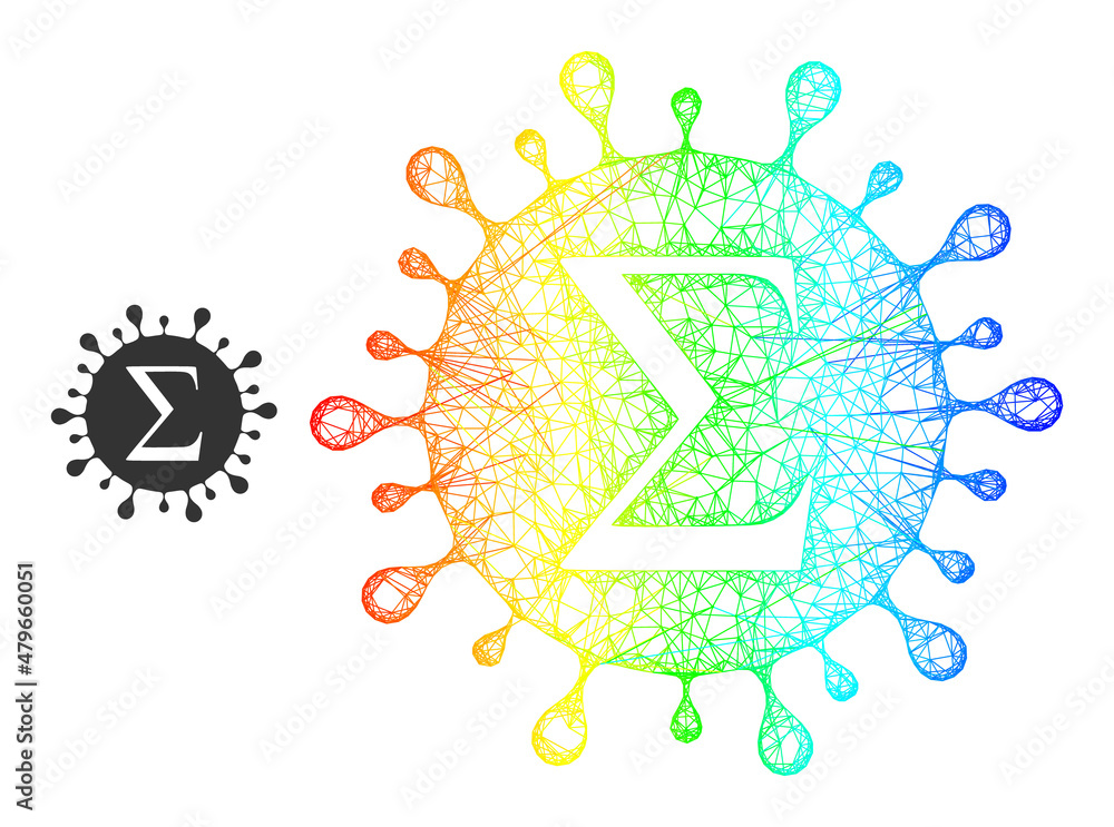 Poster net sigma coronavirus carcass icon with spectral gradient. colored carcass net sigma coronavirus ico