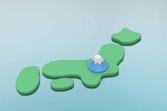 シンプルな日本列島と富士山　Mt. Fuji Japanese concept