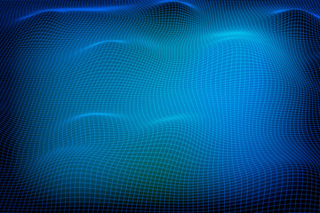 Naklejka premium Abstract vector wireframe landscape background. 3D futuristic mesh mountains. 80s Retro illustration. Cyberspace technology valleys.