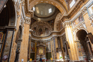 Fototapeta na wymiar Details and frescoes of the Parish Church of Santa Maria del Monte (Santa Maria ai Monti) in Rome