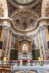 Fototapeta na wymiar Details and frescoes of the Parish Church of Santa Maria del Monte (Santa Maria ai Monti) in Rome