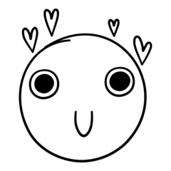 Obraz premium Doodle emoji. Doodles image pictogram, Smile emotion funny face, happy fun emoticon line icon, sad hand drawn, neat outline isolated vector illustration. Illustration of emotion face expression