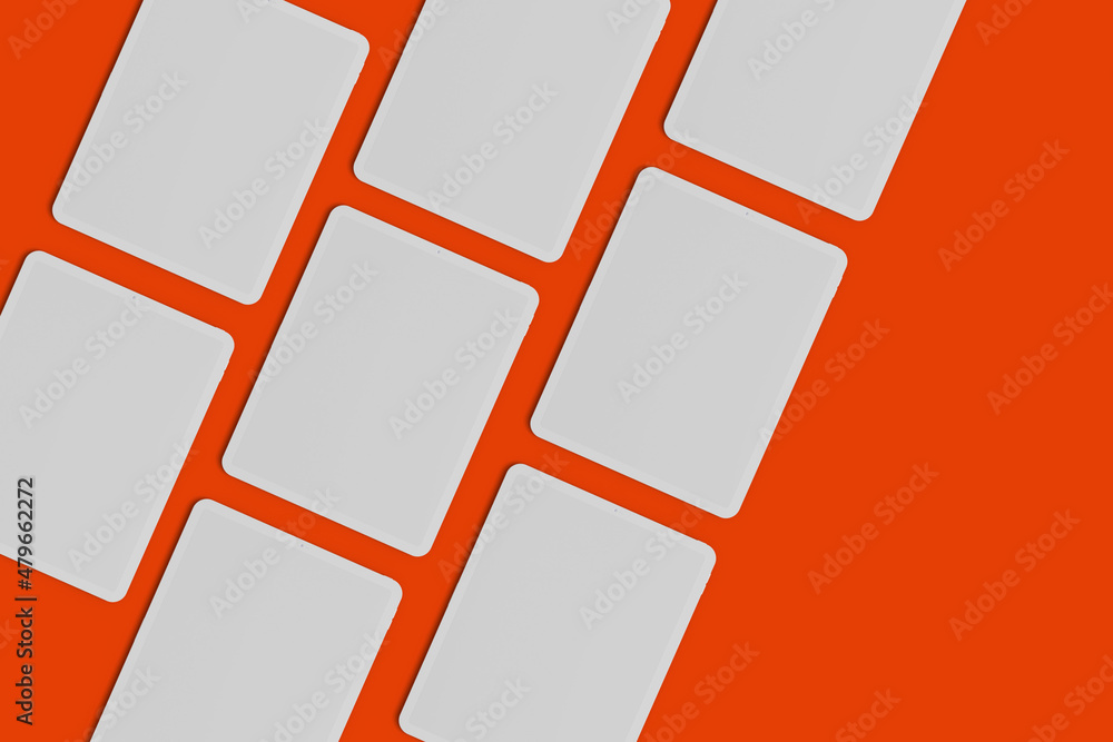Aufkleber mobile app design tablet computer and smartphone clay mockup with space for text isolated on red bac