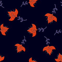 Lily abstract seamless pattern. Hand drawn flower background.