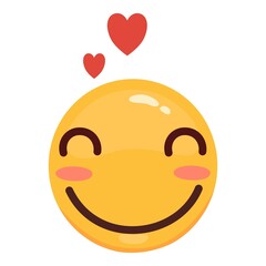 Love eyes emoticon vector Love eyes emoticon facesfaces. Yellow loving fun emoticon, humor mood smileys with hearts, sweet cartoon emoji character isolated on white background