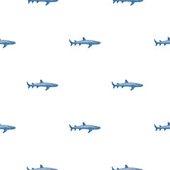 Reef shark seamless pattern in scandinavian style. Marine animals background. Vector illustration for children funny textile.