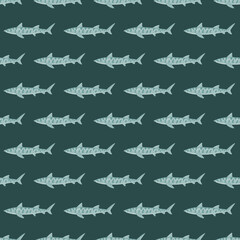 Leopard shark seamless pattern in scandinavian style. Marine animals background. Vector illustration for children funny textile.