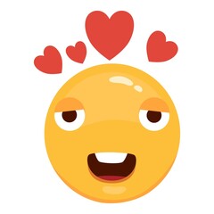 Obraz premium Love eyes emoticon vector Love eyes emoticon facesfaces. Yellow loving fun emoticon, humor mood smileys with hearts, sweet cartoon emoji character isolated on white background