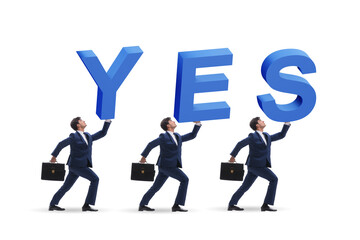 Businessmen in the yes positive answer