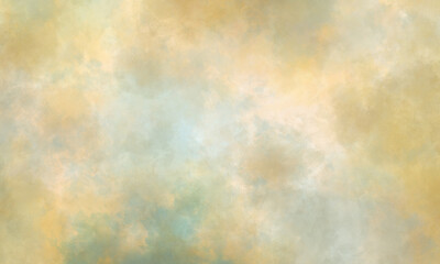 Abstract watercolor background in green, orange and blue tones. Copy space, horizontal banner.