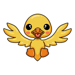 Cute little duck cartoon posing