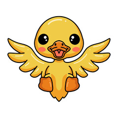 Cute little duck cartoon posing