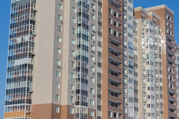 Residential complex. Business class apartments with a bright and colorful facade. Modern architecture. The facade of the house.