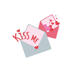 An envelope with hearts. congratulations on valentine's day