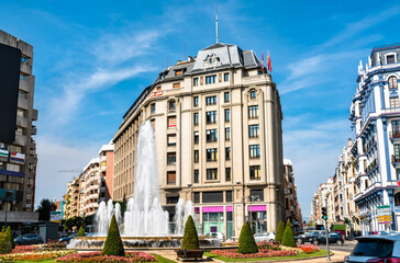 Santo Domingo Fountain in downtown Leon, Spain