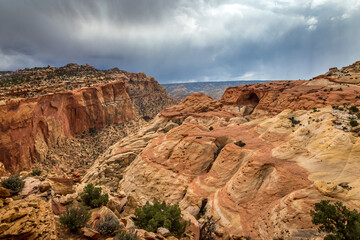 Fototapeta premium Desert landscape at Cassidy Arch in Capitol Reef National Park