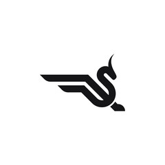 Dragon Monoline Bold Logo Concept Vector Illustration