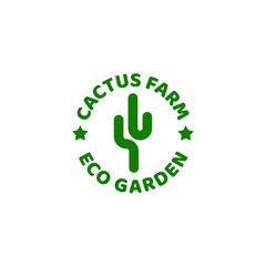 Cactus Farm Eco Garden Logo Concept Vector Illustration
