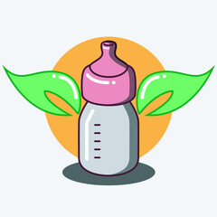 This logo is inspired by natural healthy baby drinks, depicted by a bottle and a wing with a leaf shape that symbolizes nature.