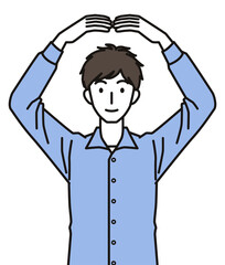 手でまるのジェスチャーをする男性