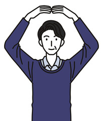 手でまるのジェスチャーをする40代・50代の男性