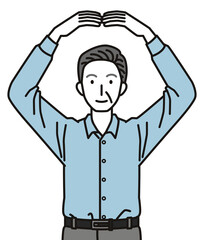 手でまるのジェスチャーをするシニア男性