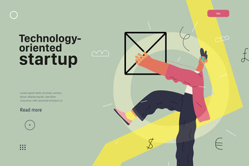 Startup illustration, website landing template. Concept of building new business