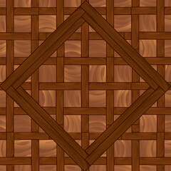 Vector illustration with a top view of a dark wooden parquet in the form of squares, cubical. Conceptual parquet, linoleum design. It can be used for background decoration in web design, banner, etc.