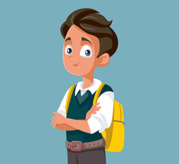 Teenage Student with Backpack Vector Cartoon Illustration