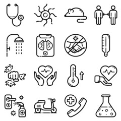 Virus Flat Icon Set Isolated On White Background