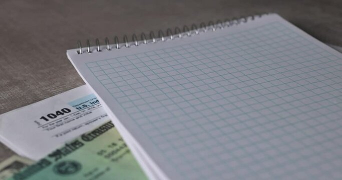 Preparation Application Stimulus Economic Tax Return Check 1040 U.S. Individual Income Tax Return With Spiral Notepad,