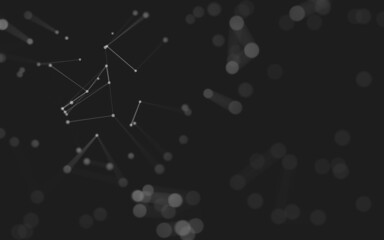 Abstract background. Molecules technology with polygonal shapes, connecting dots and lines. Connection structure. Big data visualization.