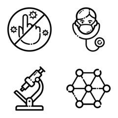 Virus Flat Icon Set Isolated On White Background