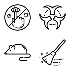 Virus Flat Icon Set Isolated On White Background