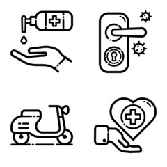 Virus Flat Icon Set Isolated On White Background