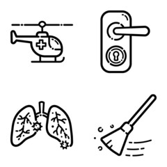 Virus Flat Icon Set Isolated On White Background