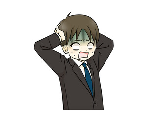 ショックを受けているスーツ姿の男性