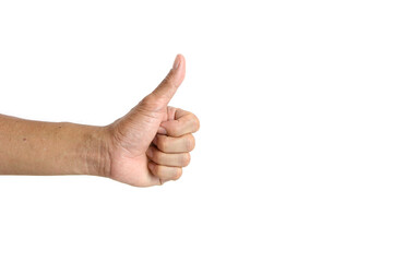 Thumbs up isolated on a white background.