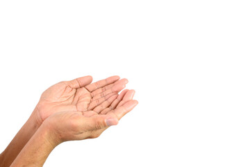 Empty hand holding isolated on the white background.