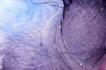 Abstract indigo watercolor background. Paint stains and wavy spots in water, luxury fluid liquid...
