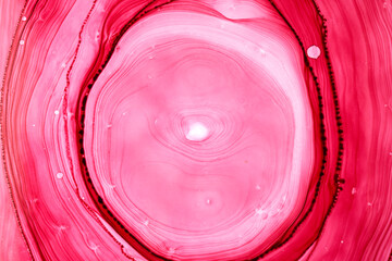 Abstract pink watercolor background. Paint stains and wavy spots in water, luxury fluid liquid art...
