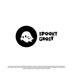 Simple minimal spooky ghost logo design