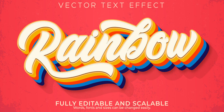 Rainbow Text Effect, Editable Vintage And Script Text Style