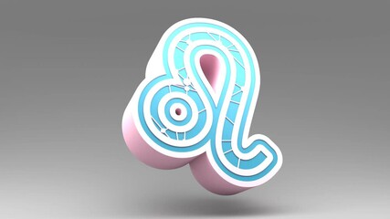 Lion zodiac symbol icon. Lines with dots connected style