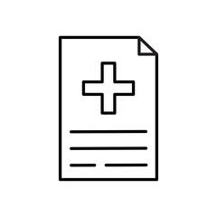 Medicine document icon. Cross emblem. Flat sign. Outline shape. Healthcare concept. Vector illustration. Stock image. 