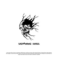 Creative lightning skull logo design for your brand or business