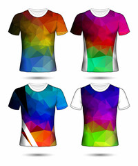  t-shirt templates abstract geometric collection of different colors polygonal mosaic