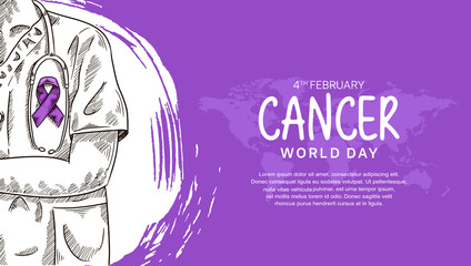 World Cancer Day Vector Design with doctor illustration for campaign and poster